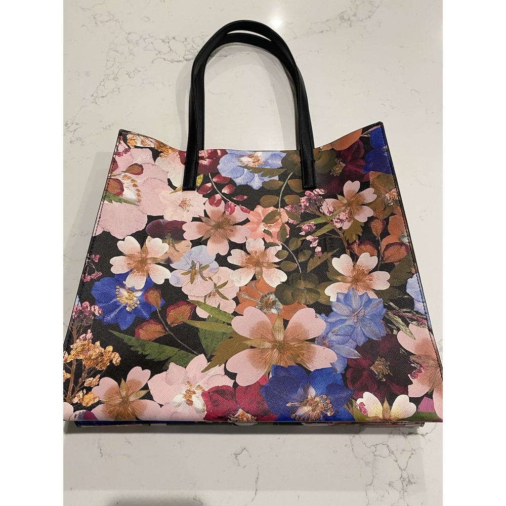 Ted Baker London The Icon Floral Tote Bag Pink Blue Large Shopper EUC Coquette - Picture 3 of 7
